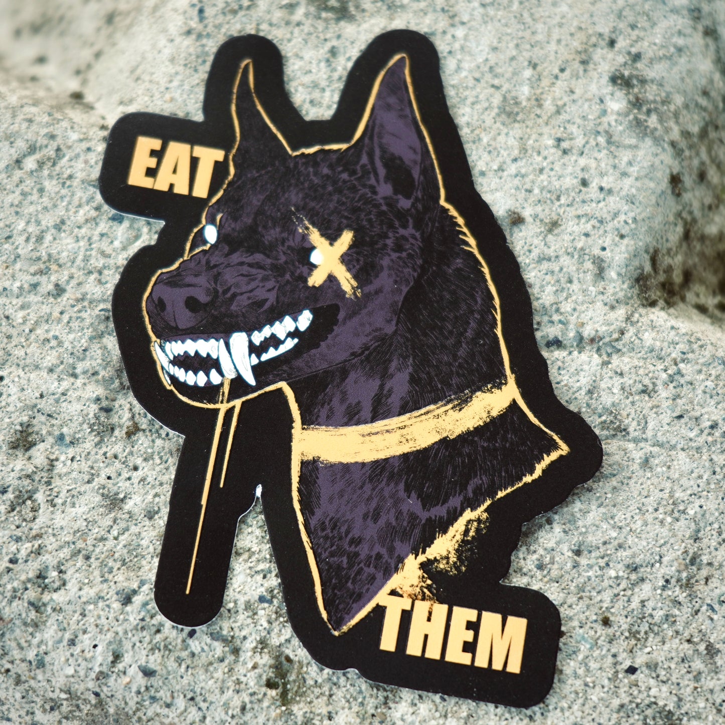 EAT THEM - Die cut vinyl sticker with UV details