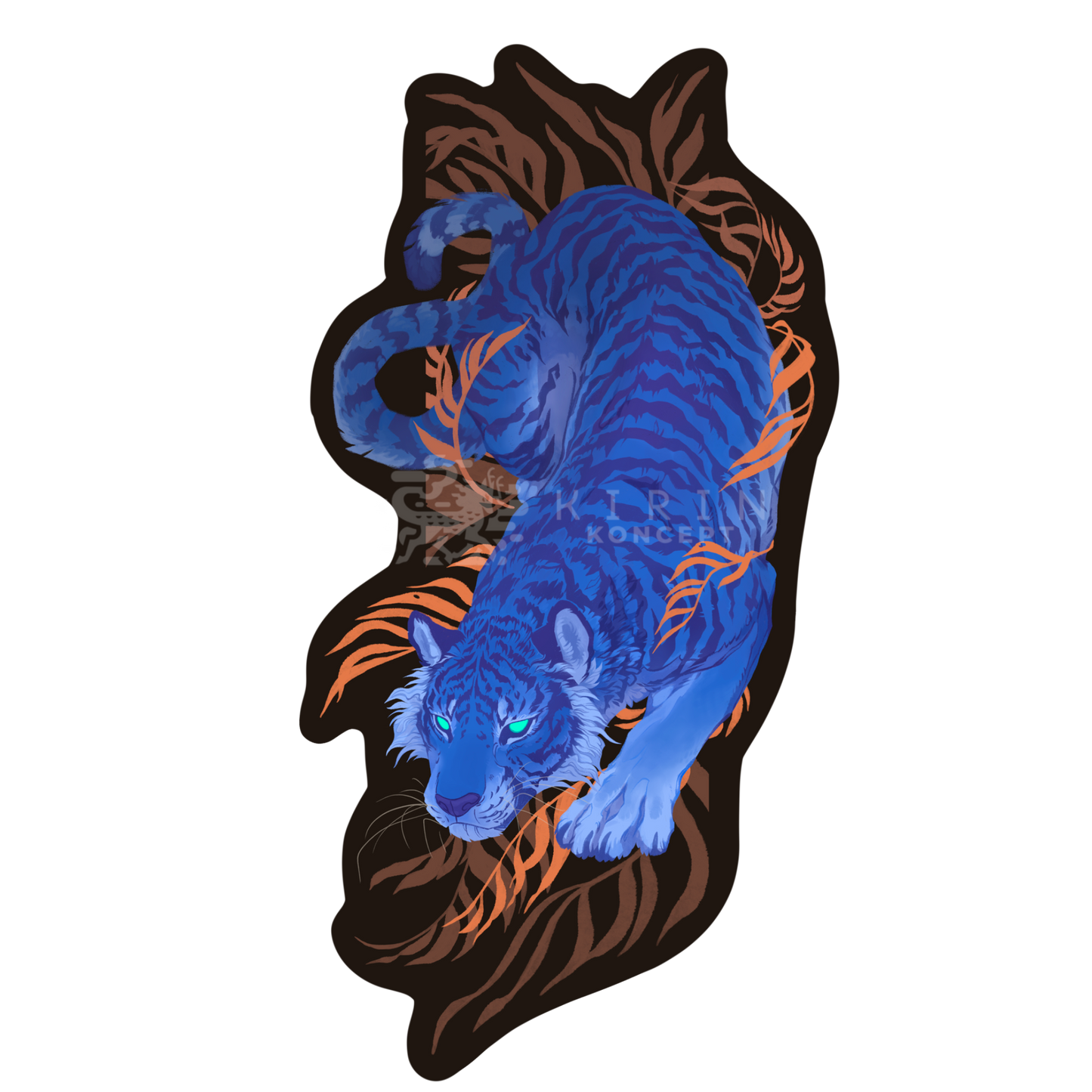 Azure Tiger - Die cut vinyl sticker