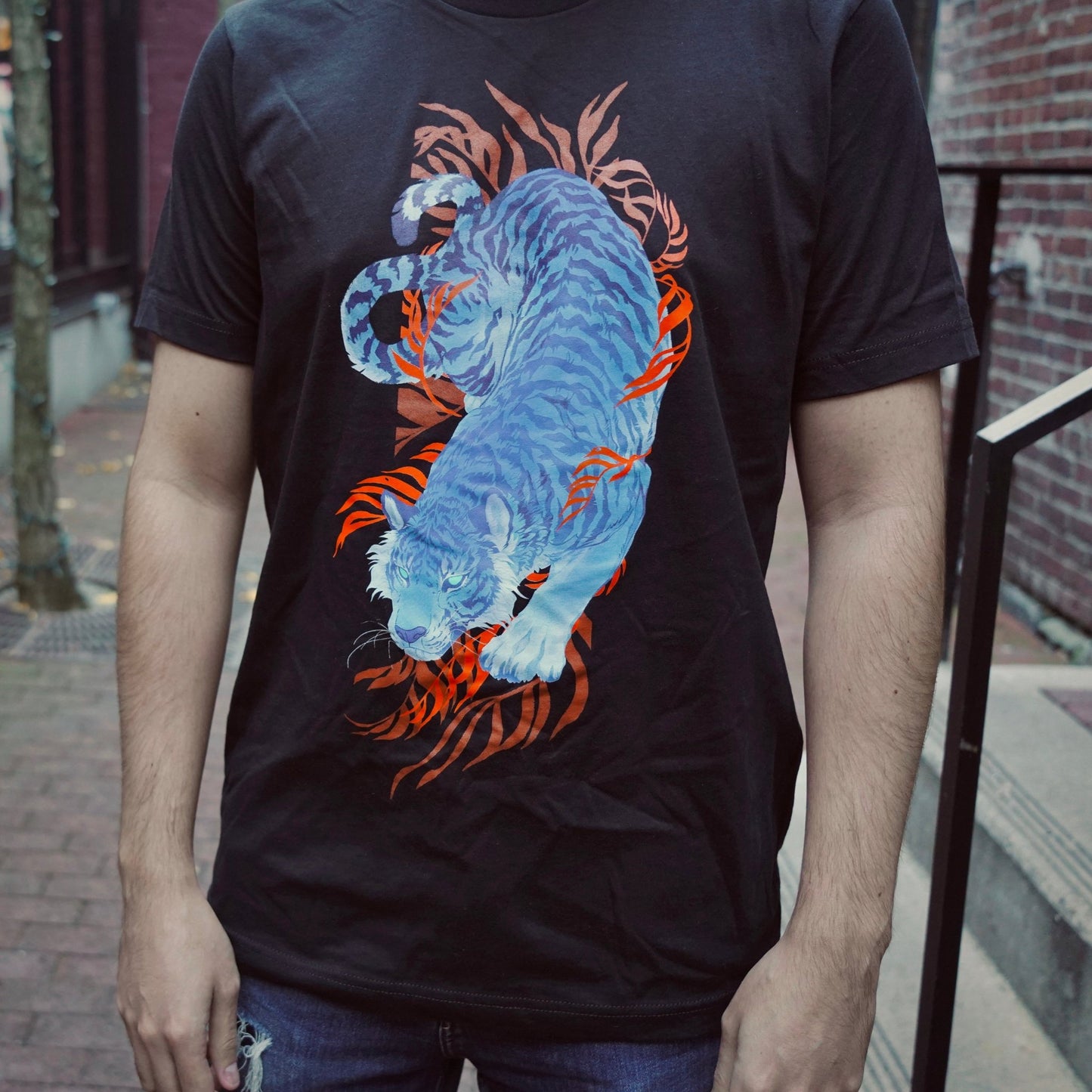 Azure Tiger - Black Shirt - KIRIN KONCEPT - tshirt