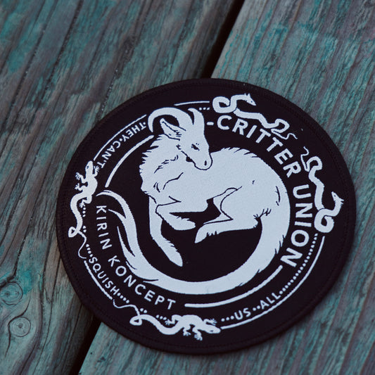 Black woven embroidered critter union patch