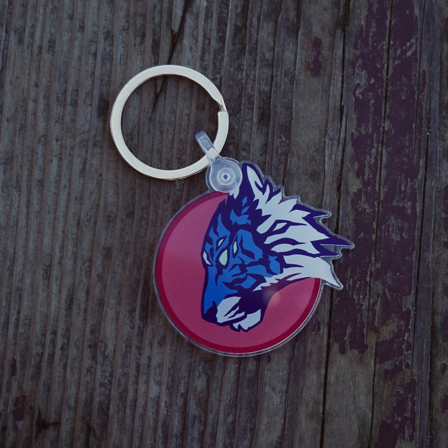 acrylic charm keychain blue tiger pink