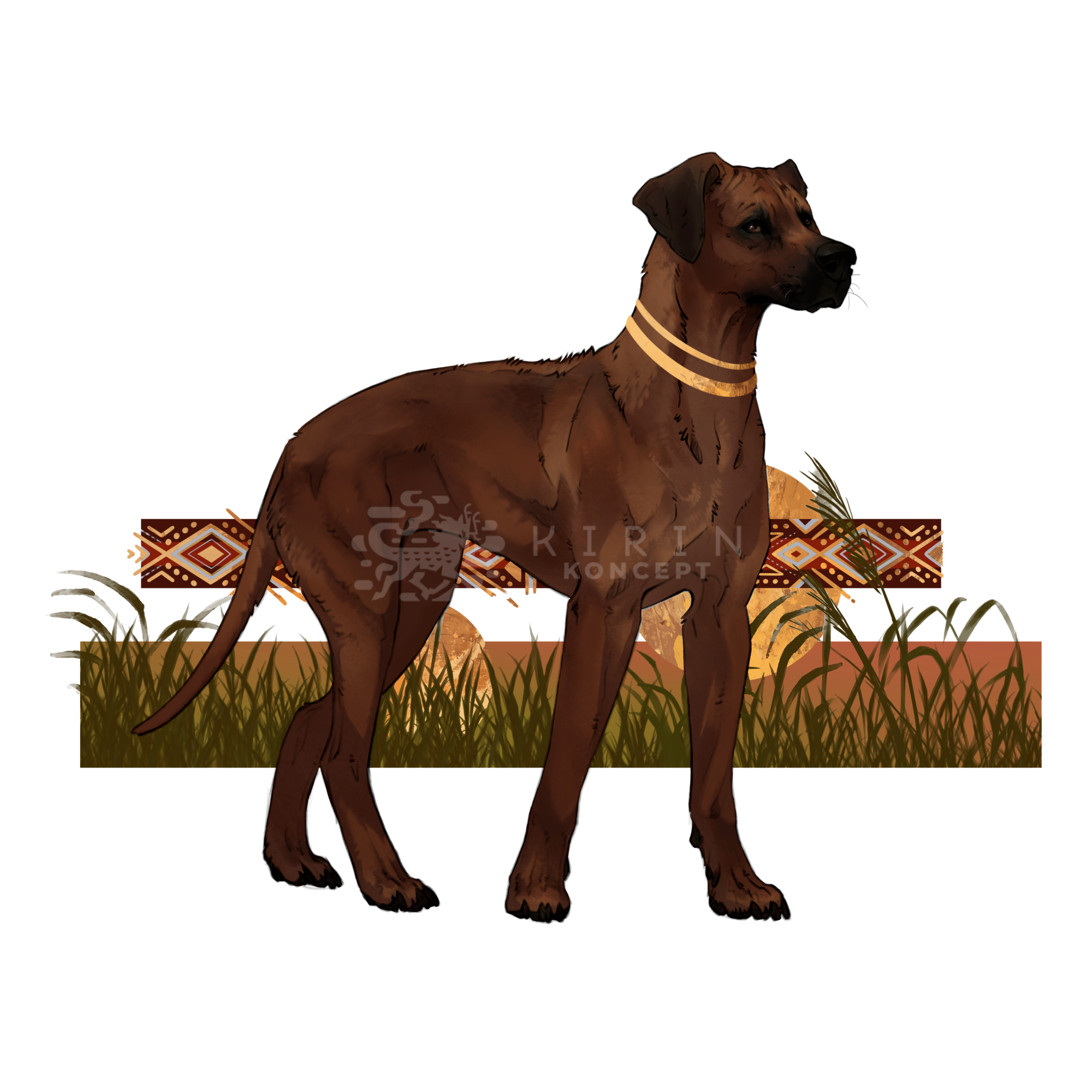Animated Rhodesian Ridgeback Rhodesian Ridgeback - Transparent vinyl sticker – KIRIN KONCEPT