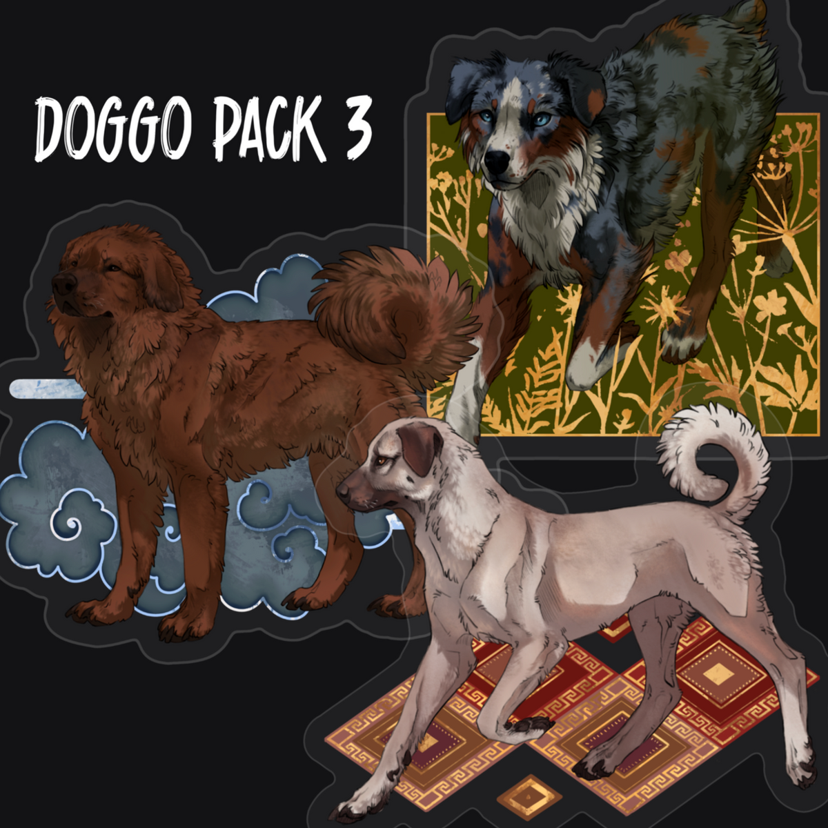 Doggo Label Doggo Pack 3 - Transparent vinyl stickers – KIRIN KONCEPT