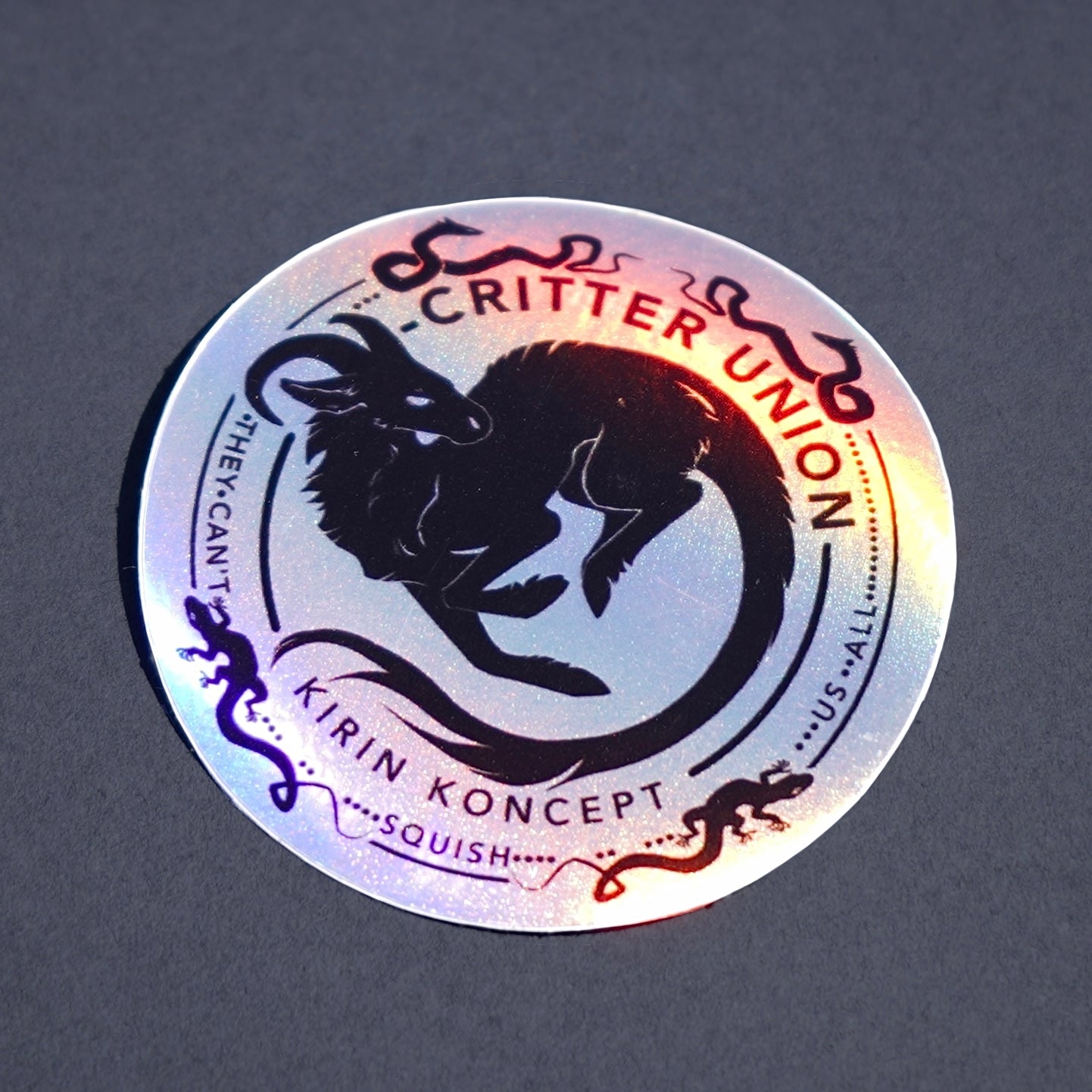 Critter union holographic vinyl sticker