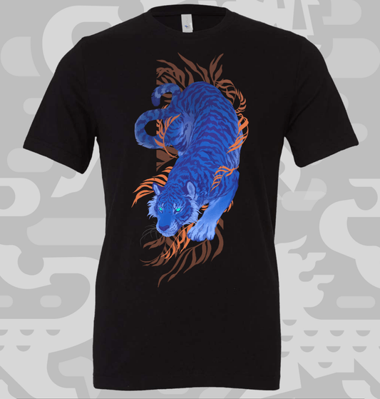 Azure Tiger - Black Shirt - KIRIN KONCEPT - tshirt