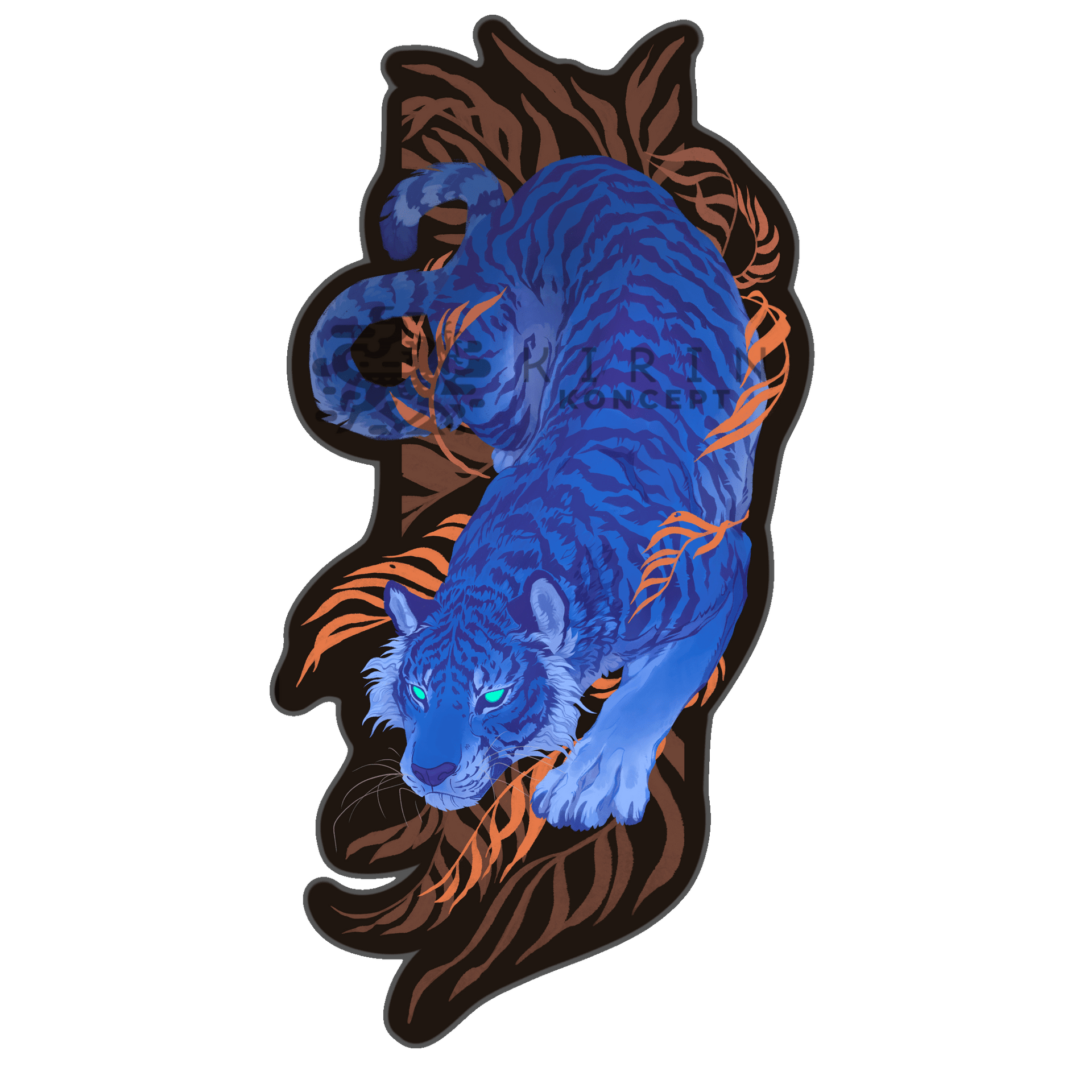 Azure Tiger - Die cut vinyl sticker