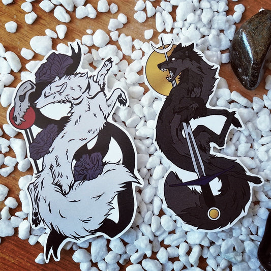 White black fox wolf stickers